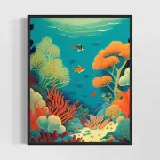 Great Barrier Reef Retro Art Print Great Barrier Reef Wall Art Illustration