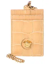 Versace La Medusa Croc-Embossed Leather Card Holder On Chain