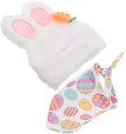 CORHAD 2pcs Clothes Set Porch Goose Costume Porch Goose Clothing Outdoor Patio Yard Decor Bunny Ear Accessories Porch Goose Outfit Party Accessories Lawn Goose Outfit Plush