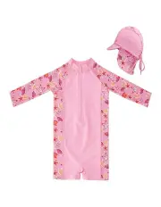 [Big Softies] Long Sleeve Rashie with Swim Hat-Starfish in Pink
