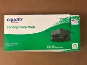 Equate Earloop Face Mask Disposable All One Size Black 25 Count Exp 11/27