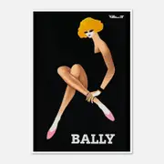 Galrie Bally Blonde Vintage Advertising Art Poster by Bernard Villemot for Home Décor, Poster Only, A1 60 x 84cm (23 x 33inch)