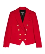 Balmain Kids Double-Breasted Jersey Blazer 13Y Red