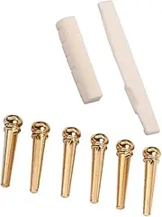 TEMPNAP Brass Guitar Bridge Saddle Nut Set for Acoustic Guitar Parts Replacement Durable Bovine Bone Construction for Enhanced Tone and Resonance for String Folk Guitars