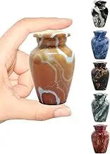 Marble Finish Metal Keepsake Mini Cremation Urn for Human or Pet Ashes - Honey Onyx