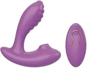 Air Pulsing G Spot Vibe Sex Toys for Women,Sucking Finger Vibrato,Anal Plug Toys Thrusting Dildo Clitoral Nipple Stimulation Toy(Purple)
