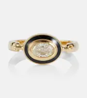 [Melissa Kaye] Melissa Kaye Lenox Reign 18kt gold ring with enamel and diamonds N gold
