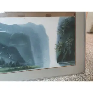 水墨畫 復古 中國 山水畫 瀑布 森林 意境 水墨 樹木 湖 風水 家居 掛畫