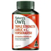 Nature's Own Triple Strength Garlic, Vitamin C & Horseradish - Immune Support, 100 Tablets