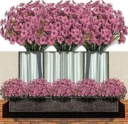 LANKAMO 15 Bundles Artificial Flowers Fake Silk Flowers Outdoor UV Resistant Faux Flowers Plastic Fabric Greenery Plants for Hanging Planter Kitchen Home Office Wedding Garden Decoration(Pink)