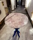30" Round Rose Quartz Stone Coffee Table Top Crystal Gemstone Hallway Decors