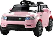Rigo Kids Ride on Car SUV, Range Rover-Inspired Remote Control 6V Battery Horn Headlight Built-In Music 30kg Capacity Safety Seat Belt Electric Cars for Toddlers Baby Walkers Little Tikes Kid Toy Pink