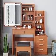 Exquisite Modern Vanity Set with LED Light Strip Mirror and Stool 3 Open for Bedroom nization 80 * 36 * 131CM
