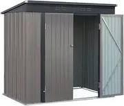 Giantz Garden Shed 1.95x1.31m Brown Storage Box, Greenhouse Home Outdoor Workshop Shelter Tool Shade Green House, Sloped Flat Roof Double Doors Corrosion Resistant