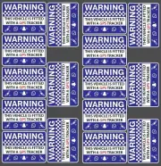 VEHICLE FITTED WITH GPS TRACKER STICKER 16PK Car 4x4 3m OUTDOOR VINYL 60x40mm