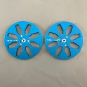 2X Standard 7" Aluminum AKAI Blue Tape Reels For Reel To Reel Tape Recorders
