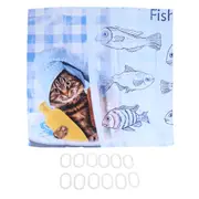 Cute Cat Fish Pattern Shower Curtain Waterproof Bathroom Decorative Bath Curtain180x180 cm