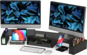 Simplehouseware Dual Monitor Stand Riser with Drawer Black