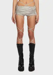[DARKER WAVS] Replay Strappy Ruched Shorts - Ecru