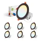 6 Pack LED Recessed Lighting 6 Inch, 5 CCT 2700K-5000K, 15W 60W Eqv, Ultra Th...