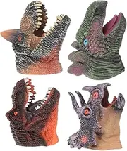 ibasenice 4pcs Realistic Dinosaur Hand Puppets with Articulated Jaw Fun Storytelling for Adults for Imaginative Play Role Playing and Entertainment