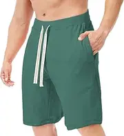 [Generic] Big and Tall Men Shorts Beach Shorts Solid Drawstring Sports Workout Shorts with Pockets I Fit Men Shorts