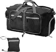 [DJAPWPX] 65L Travel Duffle Bag, Foldable Luggage Duffel Bag, Waterproof Travel Organizer Pouch, Weekend Overnight Tote for Men Women (Black)