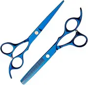 VALICLUD 2pcs Professional Hair Cutting Scissors Blue Barbers Shears for Home Salon Use Durable Resistant Hair Styling Tools Straight Thinning Scissors