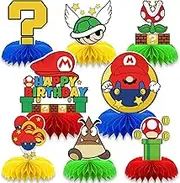 8Pcs Birthday Party Supplies for Mario,Super Brother Honeycomb Centerpieces,Super Brother Theme 3D Table Decorations