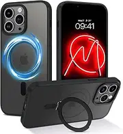 GUAGUA Magnetic Case for iPhone 13 Pro Max Slim, Case for iPhone 13 Pro Max Compatible with Magsafe, Kickstand Cover Phone Cases for iPhone 13 Pro Max 6.7 Inch, Black