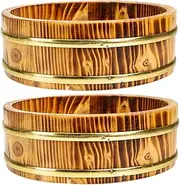 LIGIGWASH 2pcs Wooden Sushi Rice Mixing Bucket Food Storage Tub for Kitchen Outdoor Camping Traditional Design for Authentic Culinary Experience