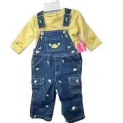 NEW Vintage Hopscotch Overall Bibs Baby Girl Size 12 Months Dead Stock Y2K
