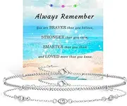 [JANDY SHINE] Anklets for Women 18K Gold Silver Plated Ankle Bracelets Waterproof Beaded Chain Dainty Layered Summer Beach Foot Jewelry Adjustable 2Pcs
