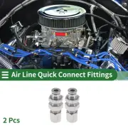 Push to Fittings 5/32" Compression Air Line Quick Connector 2 Pcs Silver Tone