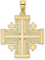 [JewelryWeb] 14ct Gold Jerusalem Religious Faith Cross (crusaders Cross) Cut out 29.5x25mm Wide