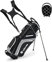 ULTIMATE 14-Way Golf Stand Bag, Portable Golf Bag w/ 6 Pockets,Cooler Bag & Waterproof Valuable Pocket, Rain Hood, Ergonomic Dual Strap System & Carrying Handles, 5 LBS Lightweight for Adults