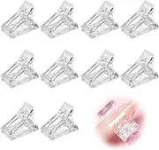 AEIOPRS Pack of 10 Polygel Nail Clips Transparent Nail Tips Clip Nail Tool Clip Nail Tips Clips Nail Clips for Poly Gel Nail Extension Nail Clips for Gel Nails