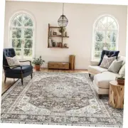 Washable Area Rug - 8x10 Bedroom Living Room Large Indoor Rugs Soft Oriental