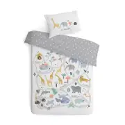 100% Cotton Cot Quilt Cover Set Zoo Jungle Colour Pillowcase Reversible Baby Bed