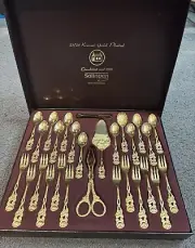 Bestecke Solingen W. Germany 23/24 Karat Gold Plated Flatware Service for 12