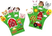 Folpus 2Pcs Animals Felt Story Finger Puppets,DIY Storytelling Hand Puppet for Kids Animals Finger Puppet Toys for Family Gathering, Farm Theme
