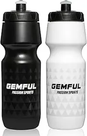 GEMFUL Bike Water Bottles 2 Pack Lightweight BPA Free Cycling Sports Squeeze Bottle 750ml