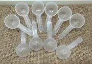 LOT of 10 Clear Plastic Measuring Scoops 15ml 5 ml Teaspoon Tablespoon