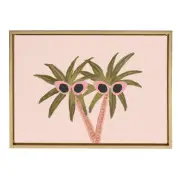 Sylvie Palm Trees and Sun Framed Canvas Wall Art by Kendra Dandy, 18x24 Gold,...