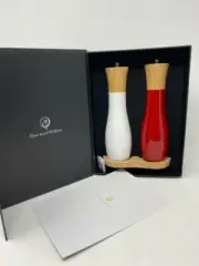 Owl And Willow Wooden Salt+Pepper Grinder Set, Red+White