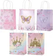 30pcs Pink Romantic Flower Tote Bag Cowhide Paper Elegant Design Gift Bag