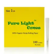 Organic Pre-Rolled cones - 100 Pack- Size 1 1/4 - Custom Brand. Slow Burning