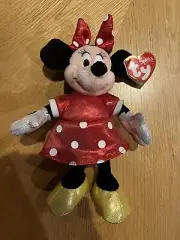 Disney Ty Beanie Sparkle Minnie Mouse Glitter Plush Beanie 9” Stuffed Animal