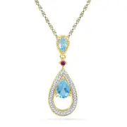 1/10CTW-Diamond 3/4CT-BT GEMSTONE LAB CREATED PENDANT