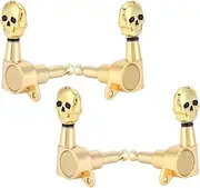 Golden Skull Shaped Ukulele Machine Head String Tuner Key Stable Adjustment for Ukulele Zinc Alloy